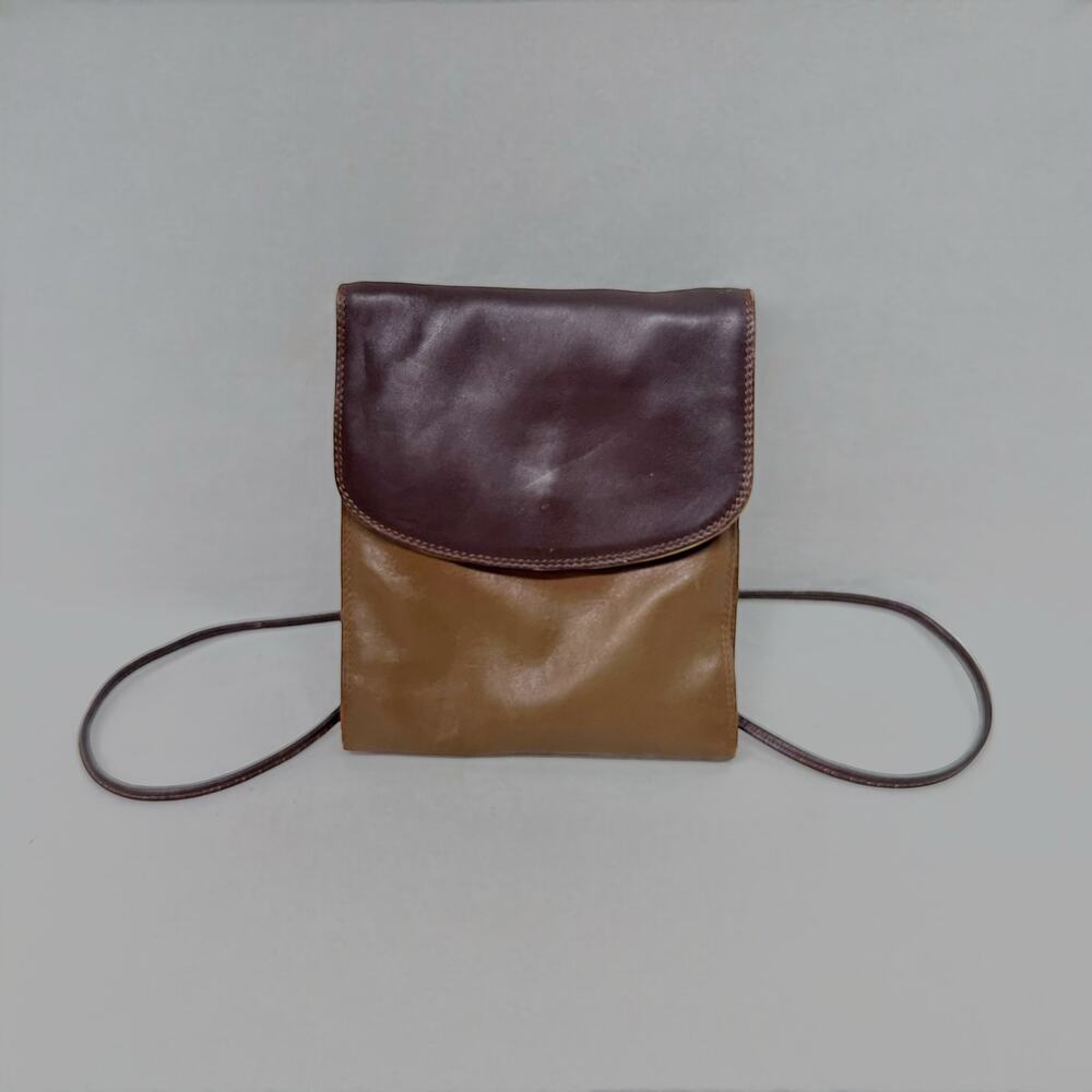 Vintage Tula Multi-Tone Brown Leather Crossbody Organizer Bag with Flap Closure - Picture 2 of 5